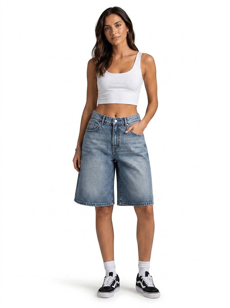 Shorts Bermuda en jean taille haute pour femme 1