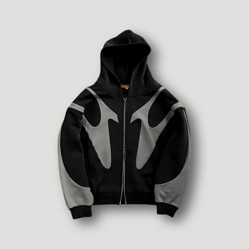 Sweat À Capuche Zippé Motif Flammes Streetwear-Gigié