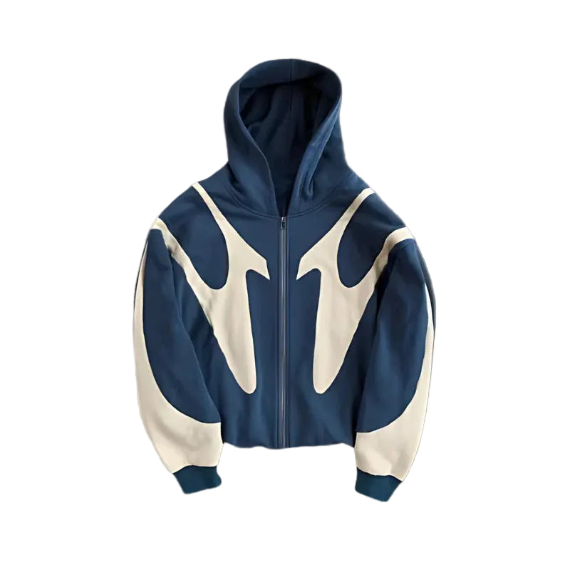 Sweat À Capuche Zippé Motif Flammes Streetwear-Gigié