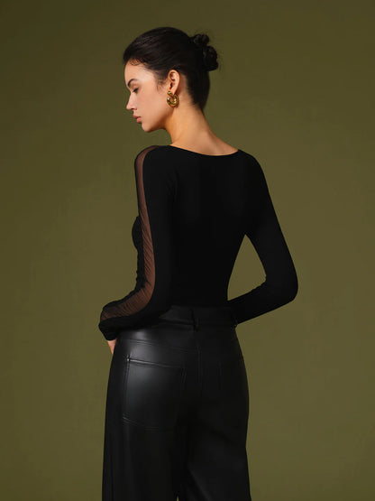 T-Shirt Femme Manches En Résille-Gigié