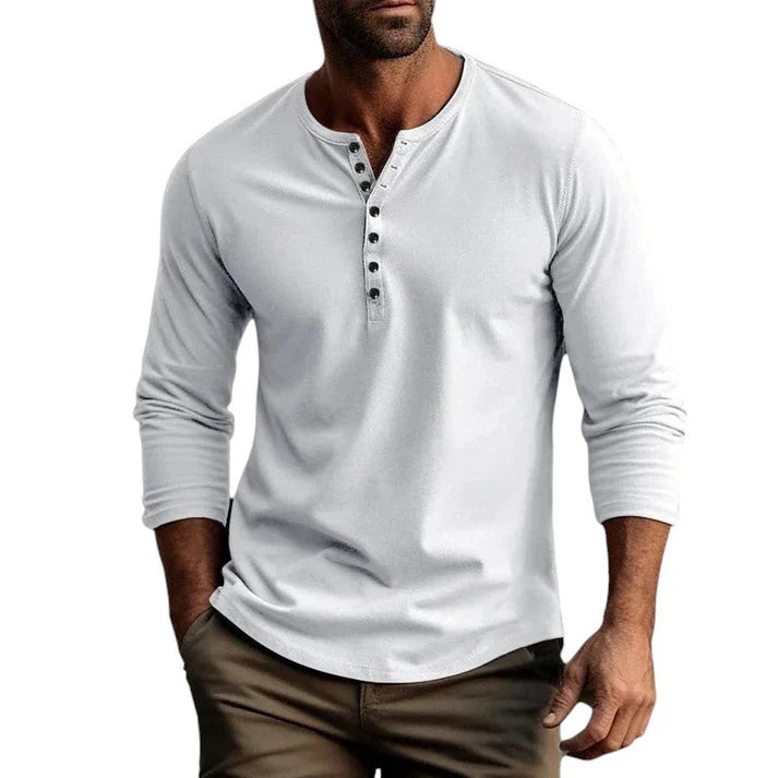 T-Shirt Henley Homme Manches Longues-Gigié