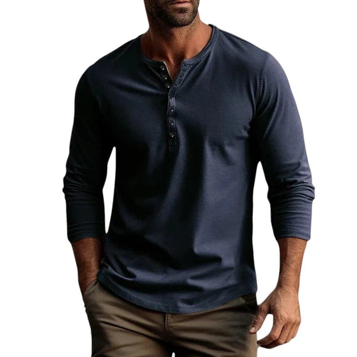 T-Shirt Henley Homme Manches Longues-Gigié