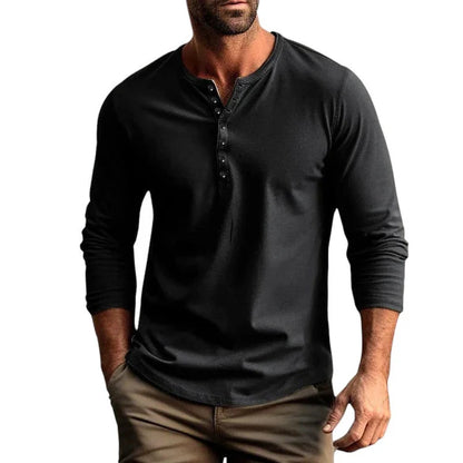 T-Shirt Henley Homme Manches Longues-Gigié
