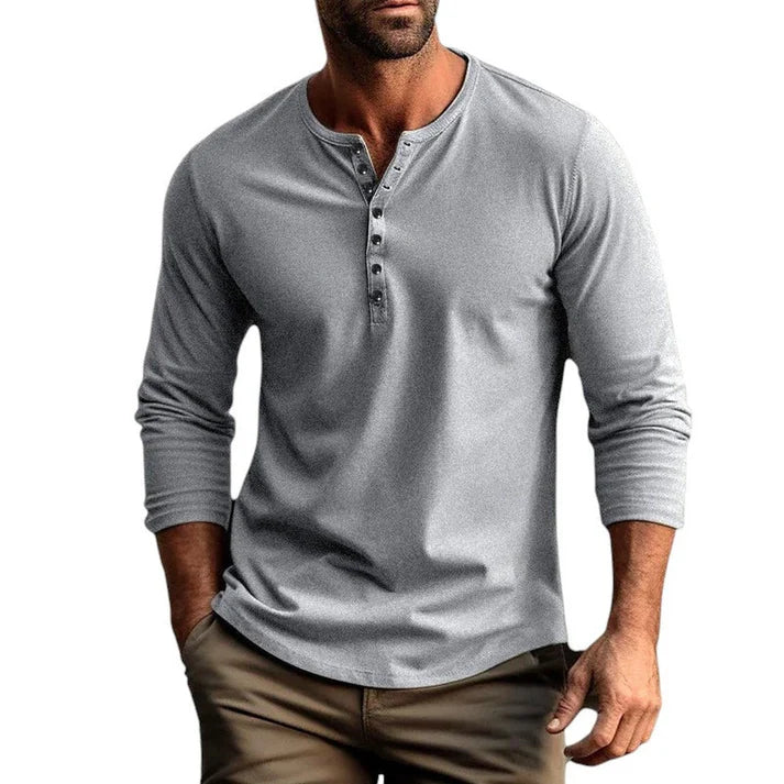 T-Shirt Henley Homme Manches Longues-Gigié