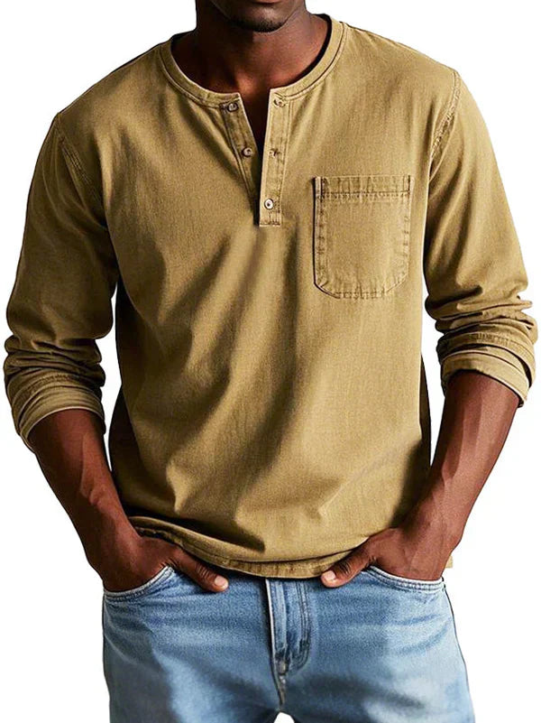 T-Shirt Henley Homme Manches Longues-Gigié