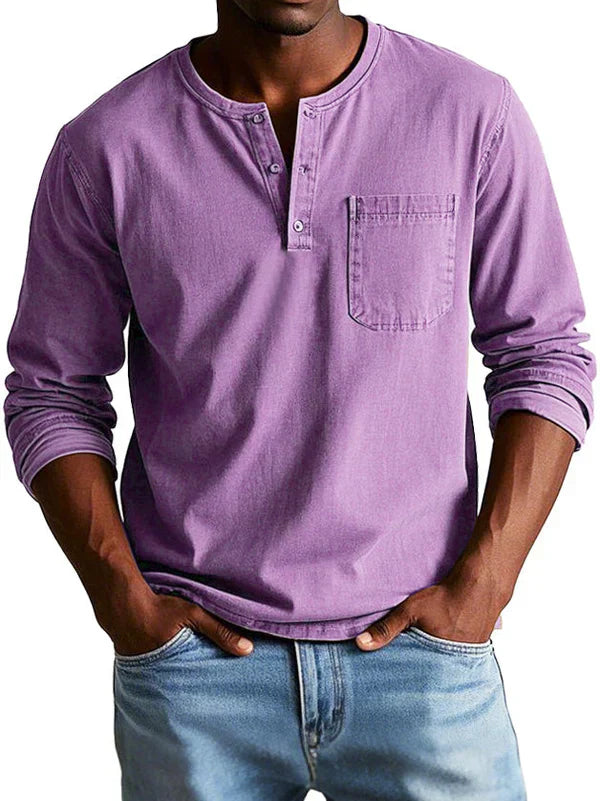 T-Shirt Henley Homme Manches Longues-Gigié