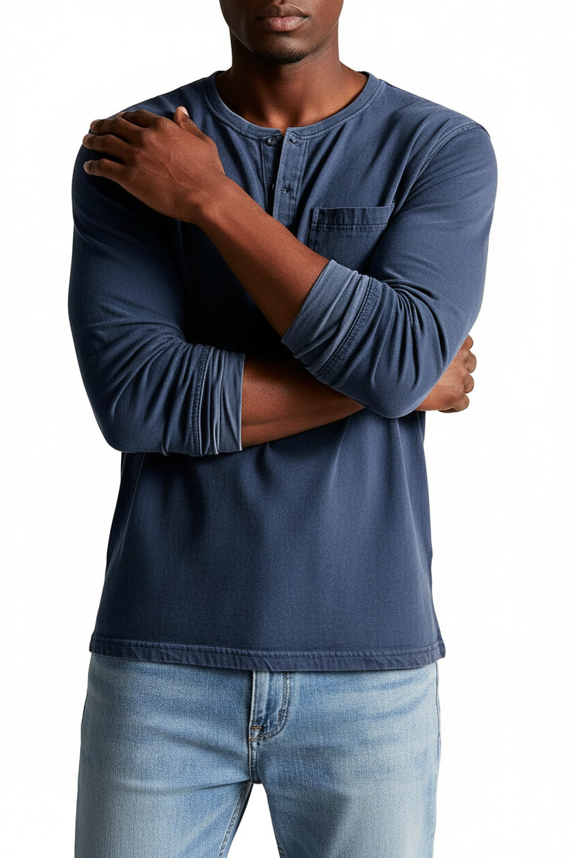 T-Shirt Henley Homme Manches Longues-Gigié