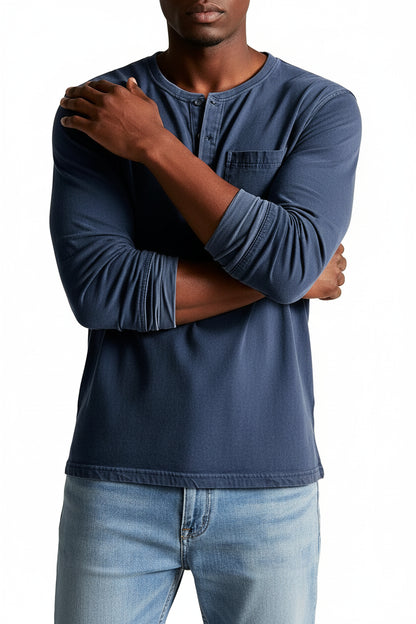 T-Shirt Henley Homme Manches Longues-Gigié