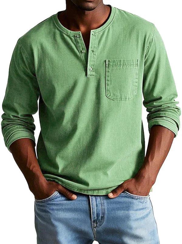 T-Shirt Henley Homme Manches Longues-Gigié