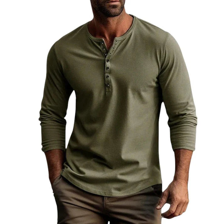 T-Shirt Henley Homme Manches Longues-Gigié