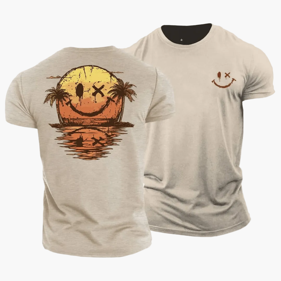 T-shirt homme avec smiley et palmiers 1