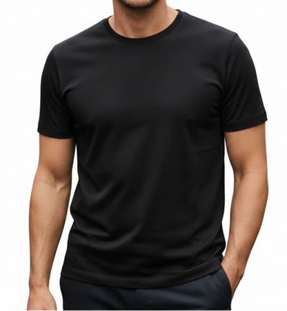 T-shirt pour homme à manches courtes avec col rond et ourlet droit-T-shirt for men-Gigié