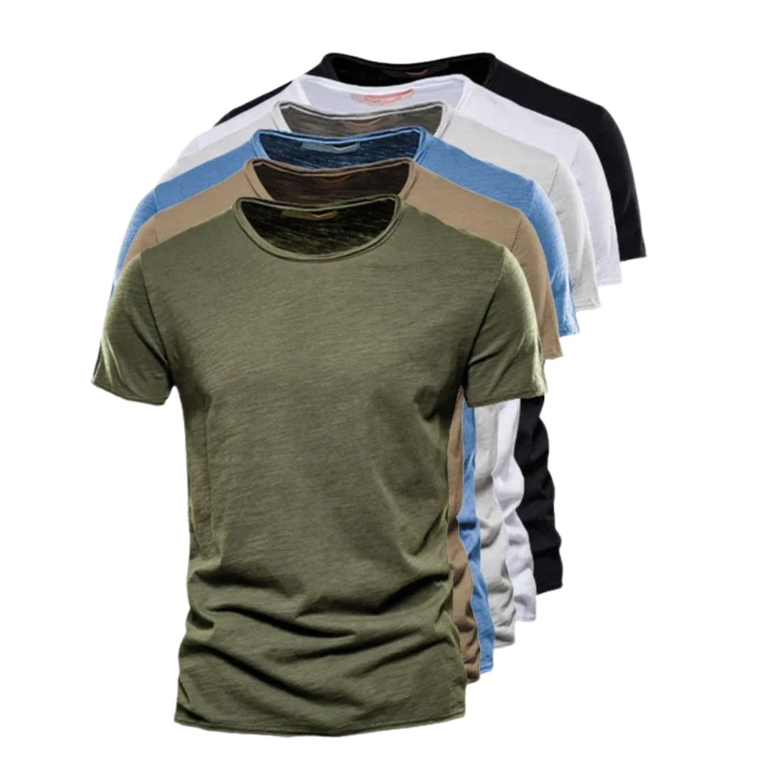T-shirt pour hommes à manches courtes, col rond et texture flammée