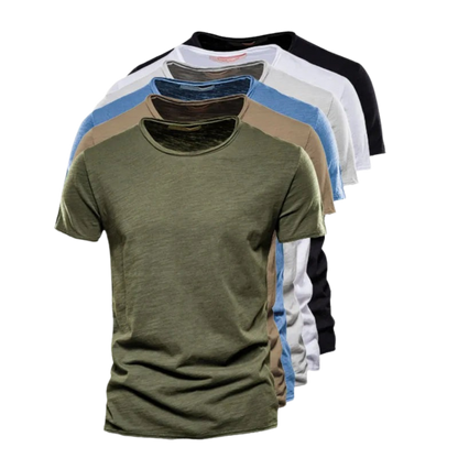 T-shirt pour hommes à manches courtes, col rond et texture flammée