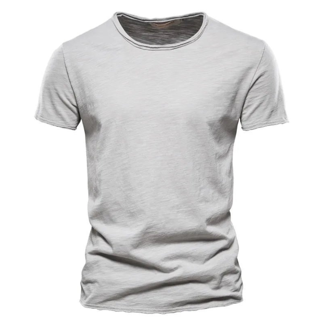 T-shirt pour hommes à manches courtes, col rond et texture flammée Gris