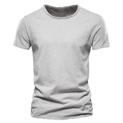 T-shirt pour hommes à manches courtes, col rond et texture flammée Gris