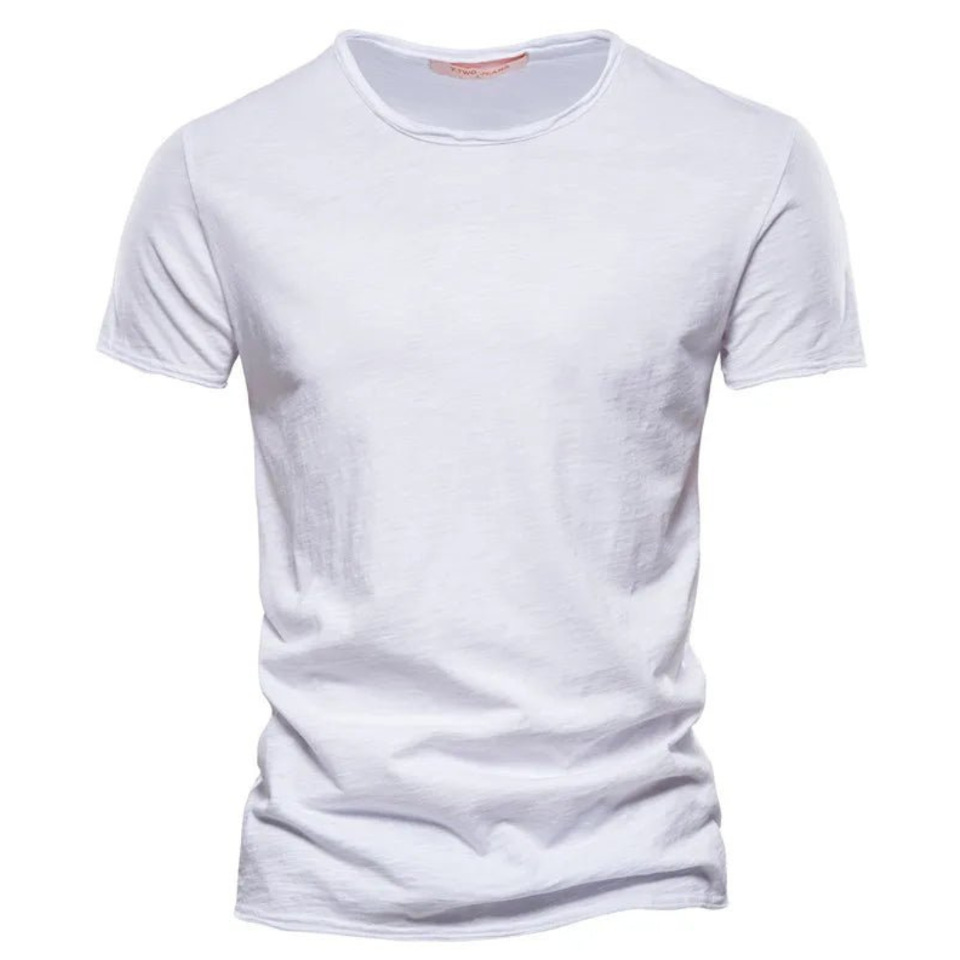 T-shirt pour hommes à manches courtes, col rond et texture flammée Blanc