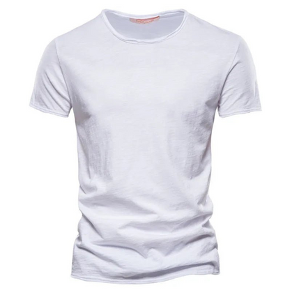 T-shirt pour hommes à manches courtes, col rond et texture flammée Blanc