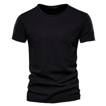 T-shirt pour hommes à manches courtes, col rond et texture flammée Noir