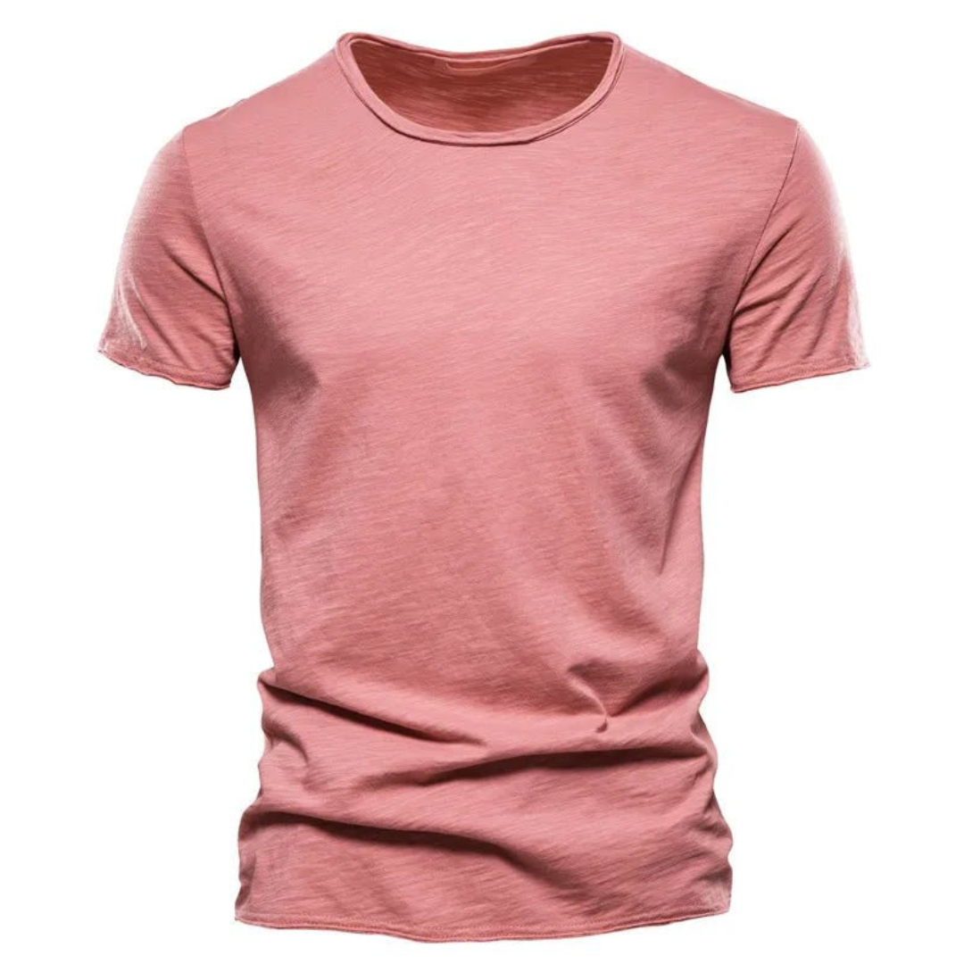 T-shirt pour hommes à manches courtes, col rond et texture flammée Rose