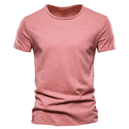 T-shirt pour hommes à manches courtes, col rond et texture flammée Rose
