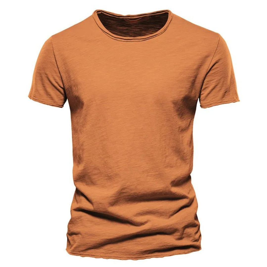 T-shirt pour hommes à manches courtes, col rond et texture flammée Orange