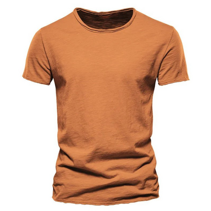 T-shirt pour hommes à manches courtes, col rond et texture flammée Orange