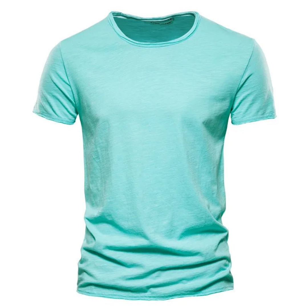 T-shirt pour hommes à manches courtes, col rond et texture flammée Vert Clair