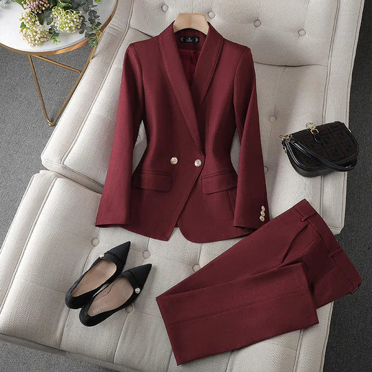 Tailleur Femme Blazer Cintré Pantalon Droit-Gigié