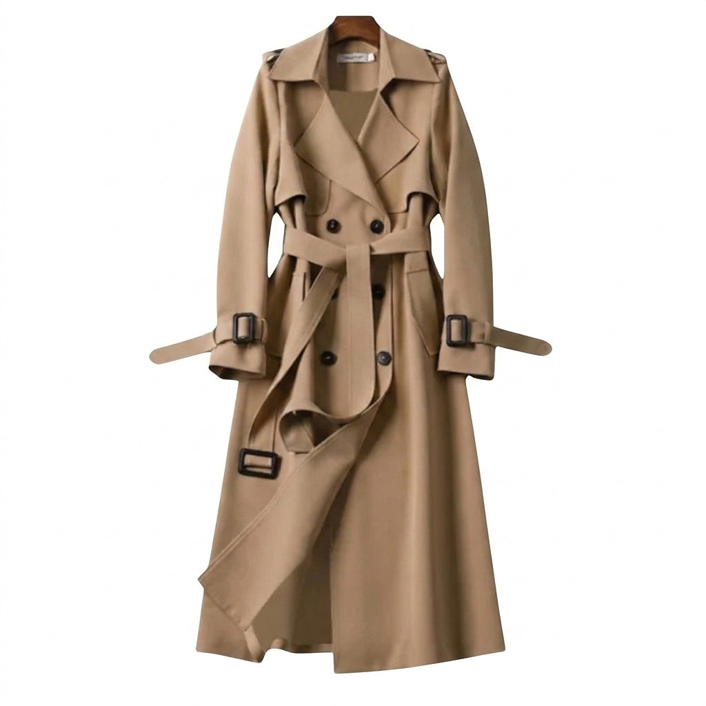 Trench-coat pour femme avec ceinture et boucles 1