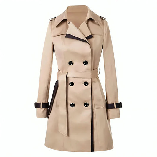 Trench femme à double boutonnage avec ceinture-Womens Coat-Gigié