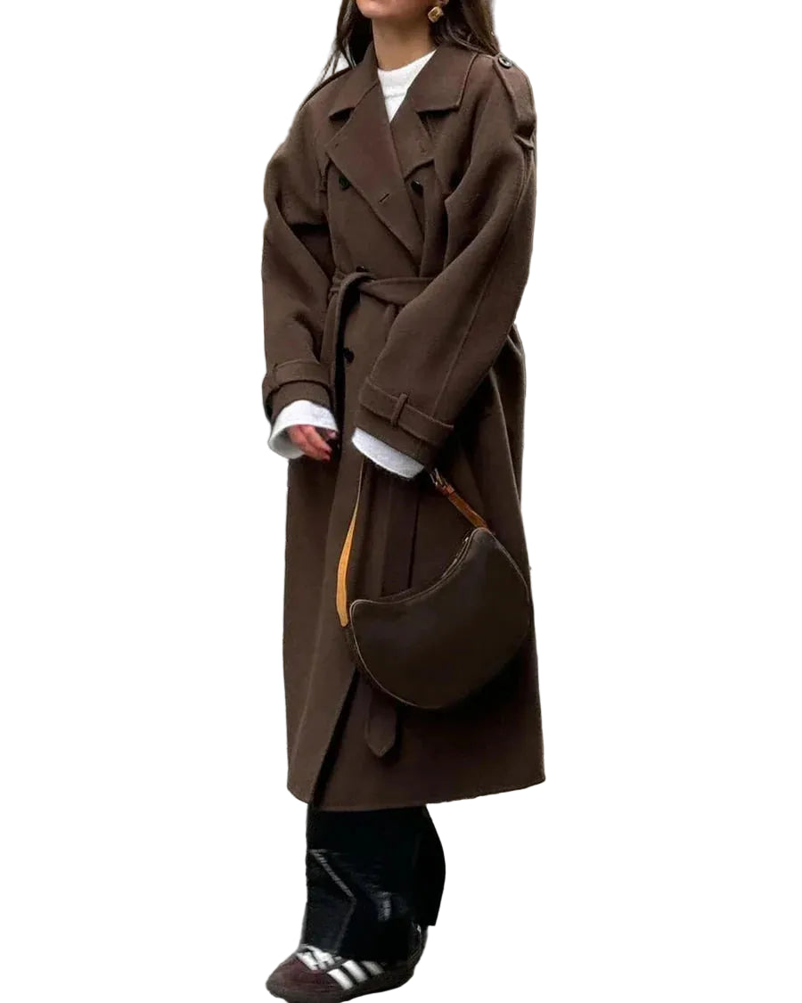 Trench long d’hiver pour femme en laine – coupe élégante et intemporelle-Gigié