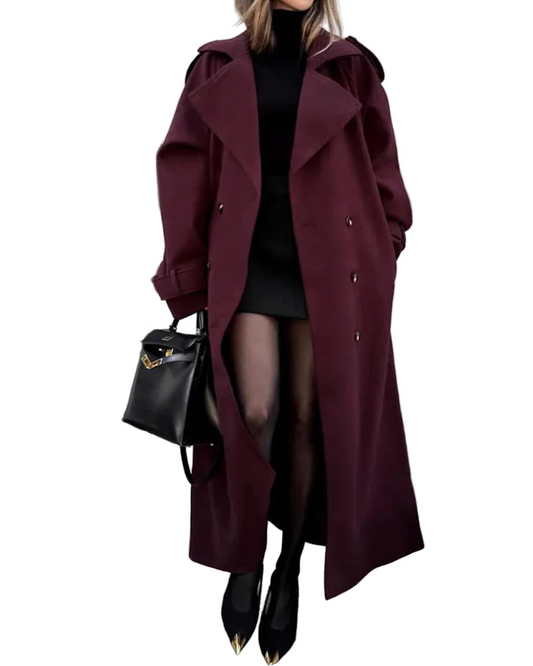 Trench long d’hiver pour femme en laine – coupe élégante et intemporelle-Gigié