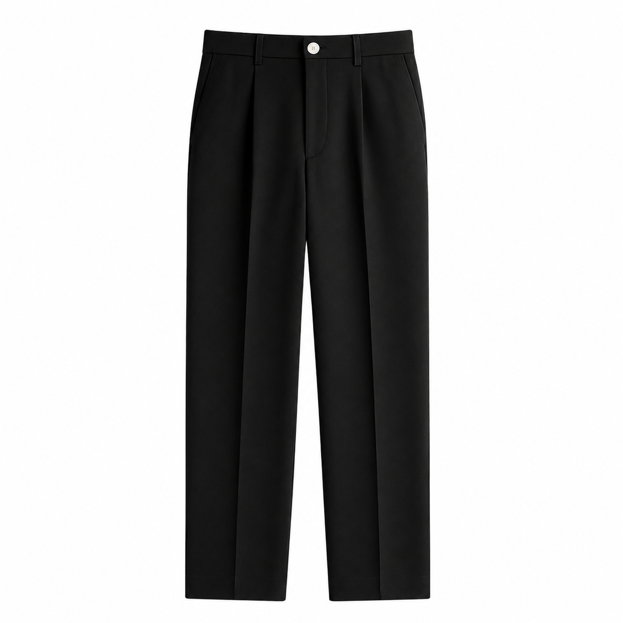 Pantalon homme à coupe droite avec plis frontaux et fermeture boutonnée