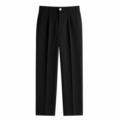 Pantalon homme à coupe droite avec plis frontaux et fermeture boutonnée