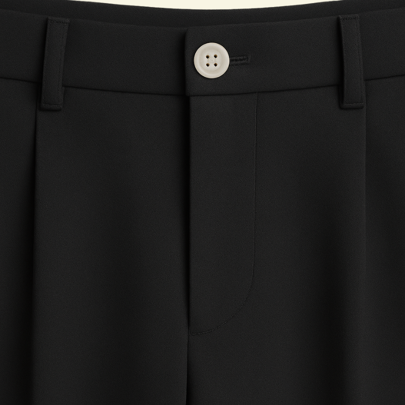 Pantalon homme à coupe droite avec plis frontaux et fermeture boutonnée