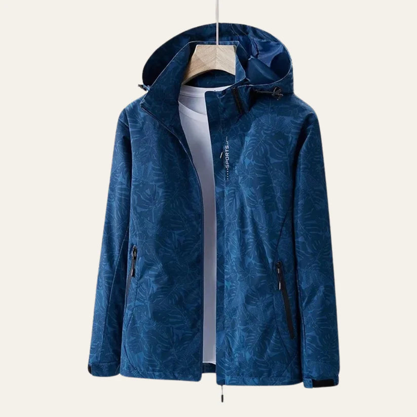 Veste Imperméable Femme Capuche Réglable Motif Feuilles-Gigié