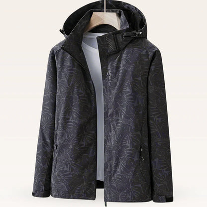 Veste Imperméable Femme Capuche Réglable Motif Feuilles-Gigié