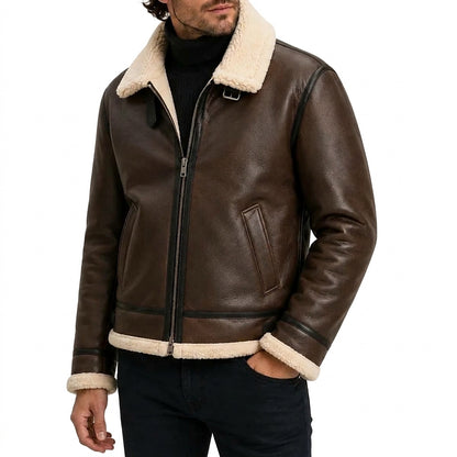 Veste Aviateur pour Homme Doublée en Fausse Peau de Mouton 1