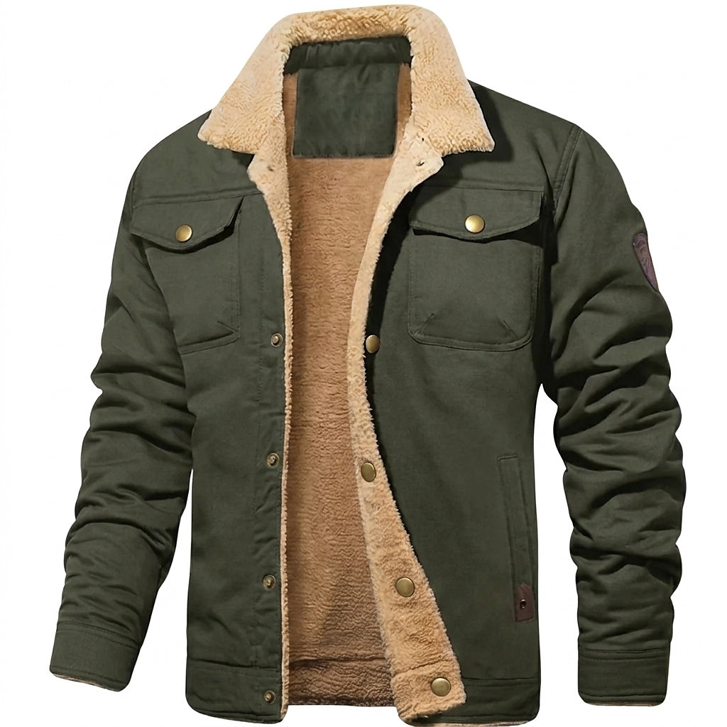 Veste boutonnée pour homme doublée en sherpa 1