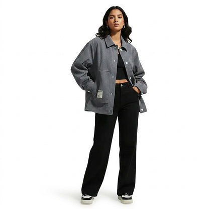 Veste chemise boutonnée pour femme avec poches plaquées 1