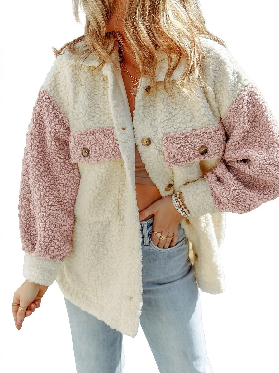 Veste chemise oversize en sherpa pour femme 1