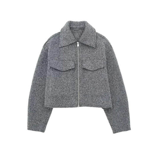 Veste d’hiver courte pour femme avec fermeture zippée – style moderne et coupe structurée-Gigié