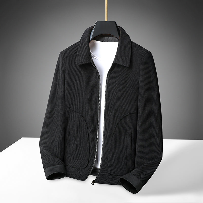 Veste en velours côtelé pour homme avec fermeture zippée et poignets côtelés-Jacket Male-Gigié