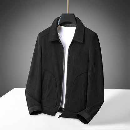 Veste en velours côtelé pour homme avec fermeture zippée et poignets côtelés-Jacket Male-Gigié