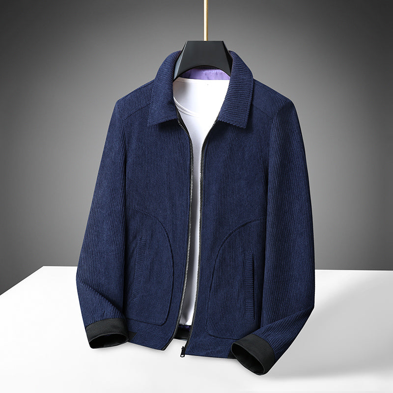 Veste en velours côtelé pour homme avec fermeture zippée et poignets côtelés-Jacket Male-Gigié