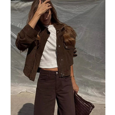 Veste Femme Courte avec Col Montant et Fermeture à Boutons-Pression-Jacket Female-Gigié