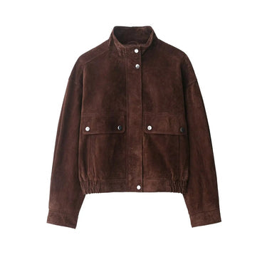 Veste Femme Courte avec Col Montant et Fermeture à Boutons-Pression-Jacket Female-Gigié