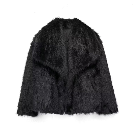 Manteau Femme Court En Fausse Fourrure-Gigié