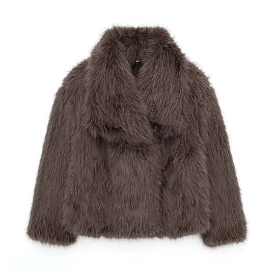 Manteau Femme Court En Fausse Fourrure-Gigié